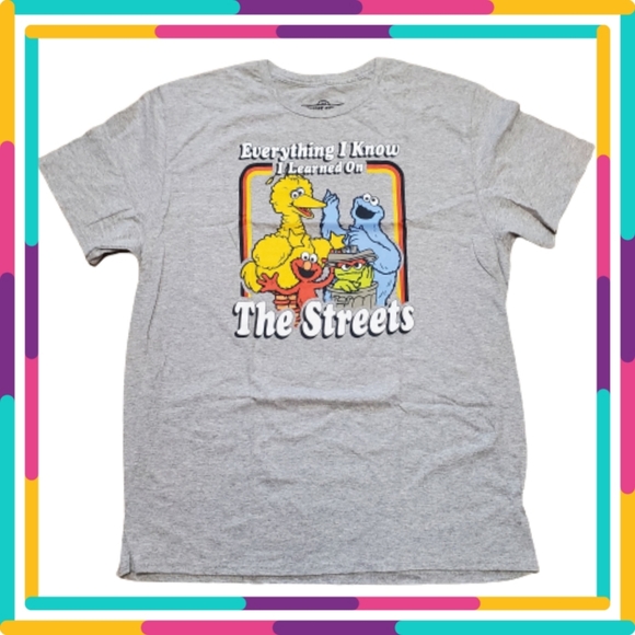 SEASAME STREET ☆ HEATHER GRAY ☆ 100% COTTON GRAPHIC TEE ☆ XXL ☆ NWOT - Picture 7 of 7